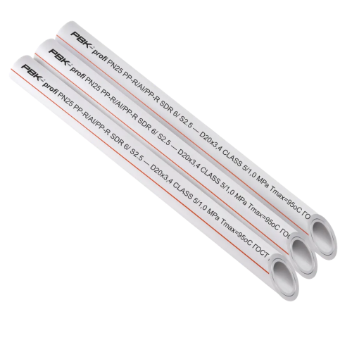 Труба полипропиленовая армированная стекловолокном белая Дн20*3,4 РN25, 2м РВК