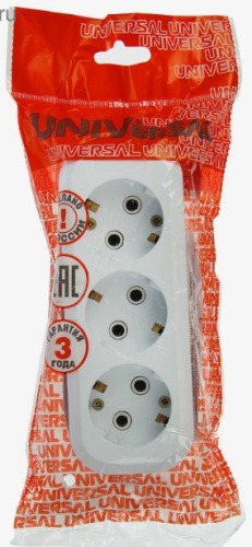 Розетка-колодка 3 поста наружная с заземлением ABS-пластик UNIVersal E303