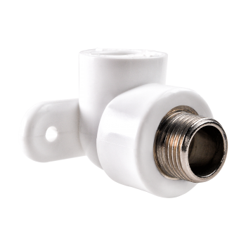 Угольник полипропиленовый с креплением двойной Дн20*3/4" НР РВК