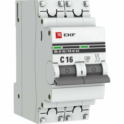 Выключатель автоматич. ВА 47-63 2Р 16А 4,5ka х-ка C (с опломбировкой) EKF PROxima ВИА