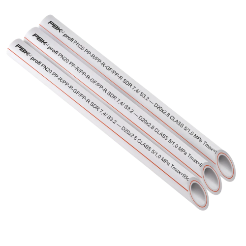 Труба полипропиленовая армированная стекловолокном белая Дн32*5,4 РN25, 2м РВК