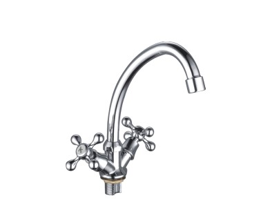 Смеситель для кухни на гайке крест Силумин Accoona A4676