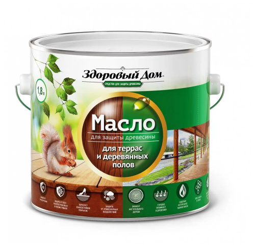 Масло для террас и дерев.полов ПАЛИСАНДР Л-С Здоровый дом 1,8л 