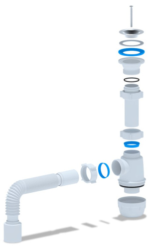 Сифон для кухонной мойки, 1 1/2"*40 с гибкой трубой 40*50мм АниПласт Грот A0110