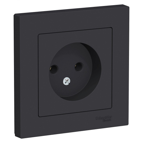 Розетка без заземления 16А в сборе карбон ATLASDESIGN ВИА