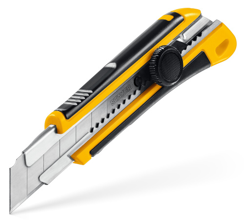 Нож с винтовым фиксатором 25 мм STAYER HERCULES-25 NEW