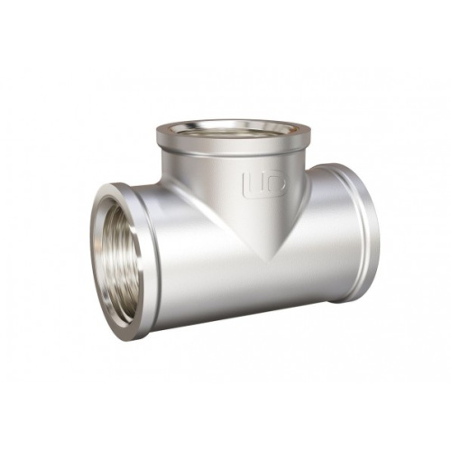 Тройник латунь никель DN15 1/2" ВР LD